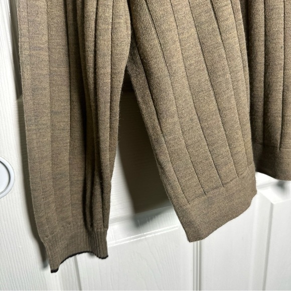 Patrick James XL 100% Fine Merino Wool Polo Sweater Mock Neck Brown Fall Staple - Picture 6 of 11